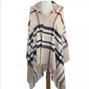 Oversized Plaid Check Blanket 100% Cashmere Scarf